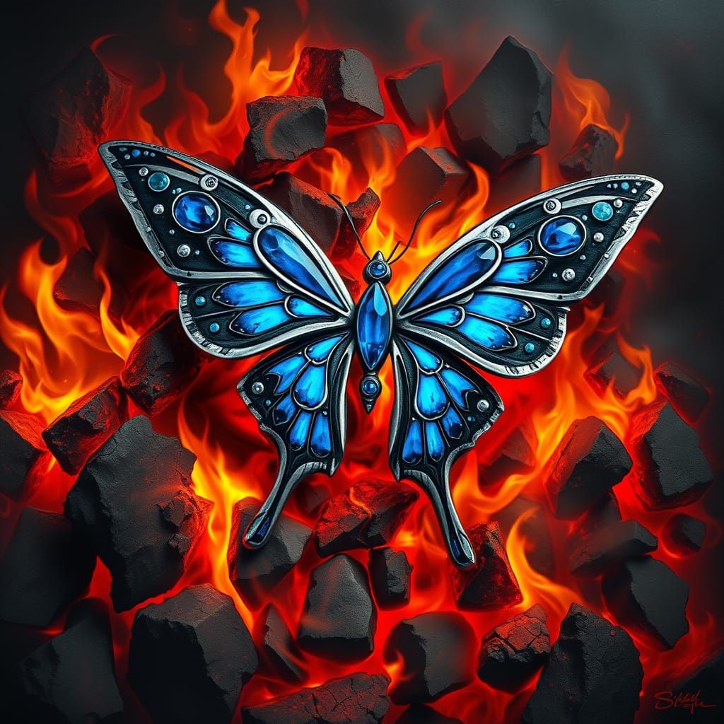 Dark Fantasy Butterfly Charm Consumed by Inferno