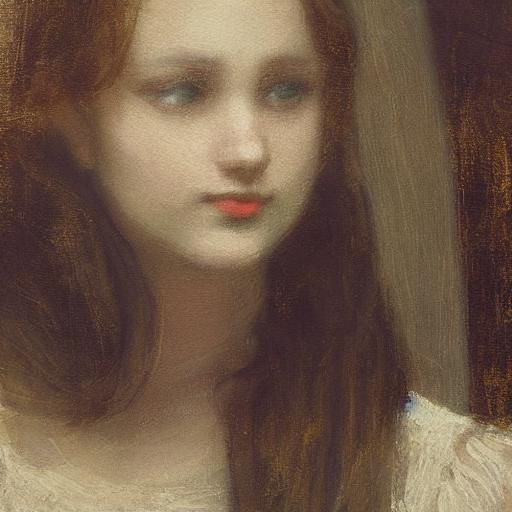 Contemplative Woman: Romantic Oil Painting Portrait