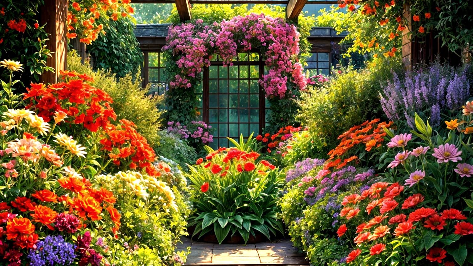 Harmonious Floral Gardens in Symmetrical Perfection