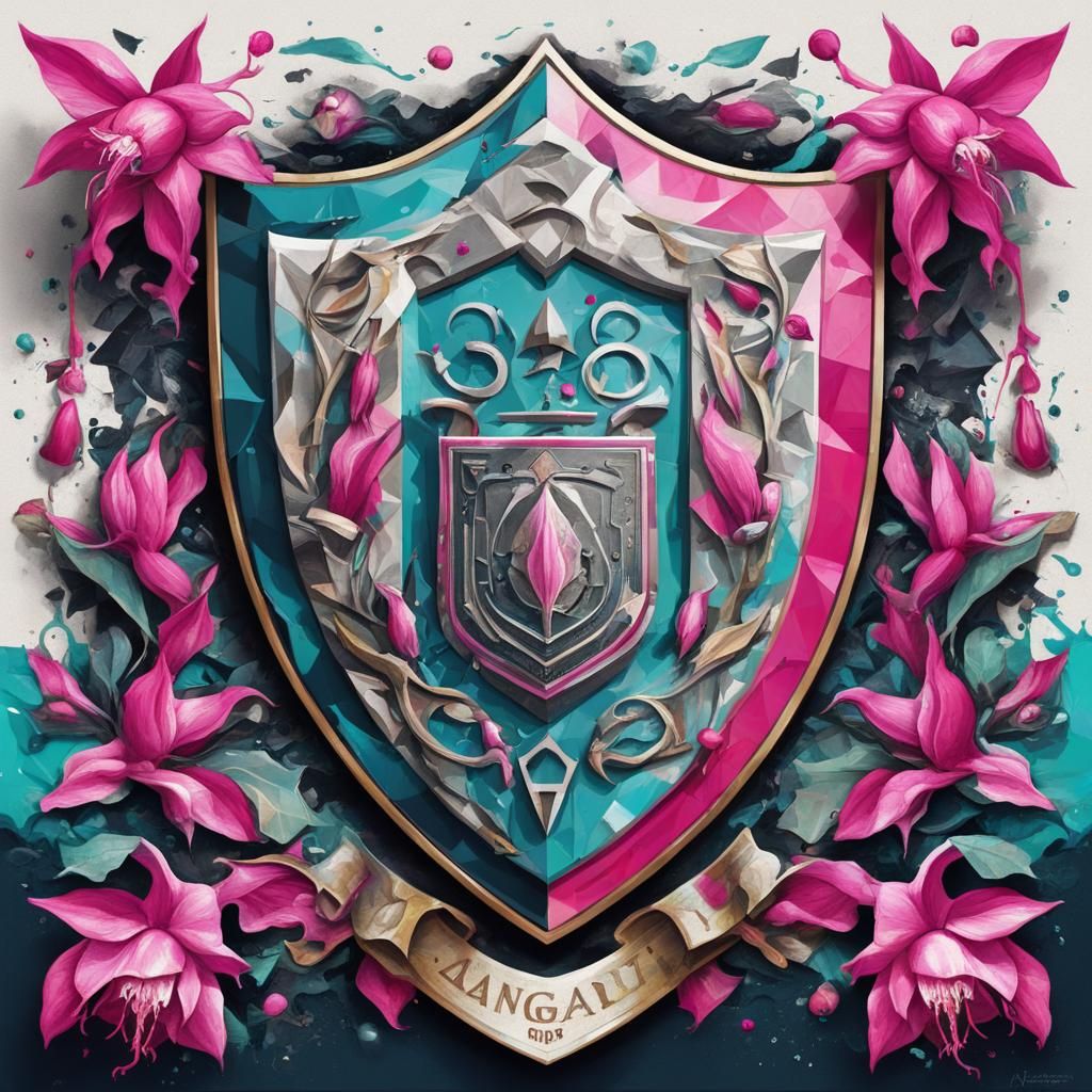 Polychromatic Collage of Heraldic Symbols in Graffiti Art