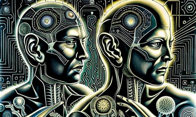 Symbiotic Brain Connection in Futuristic Cyberpunk Style