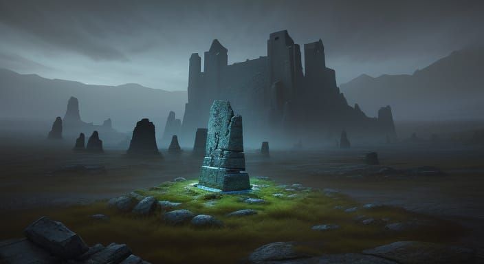 Ancient Mystical Stone with Ethereal Glow