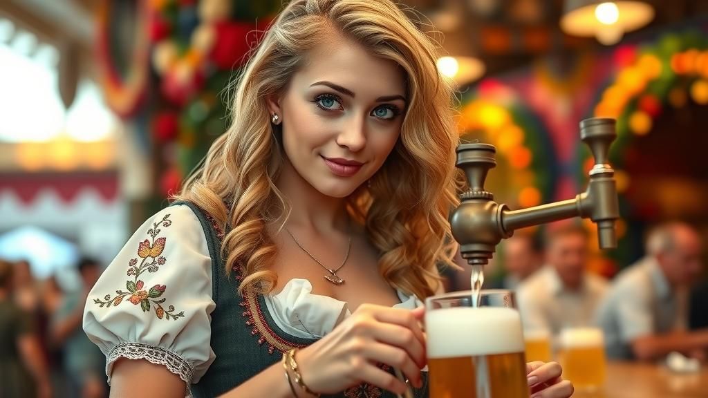 Oktoberfest Beauty in Bavarian Dress