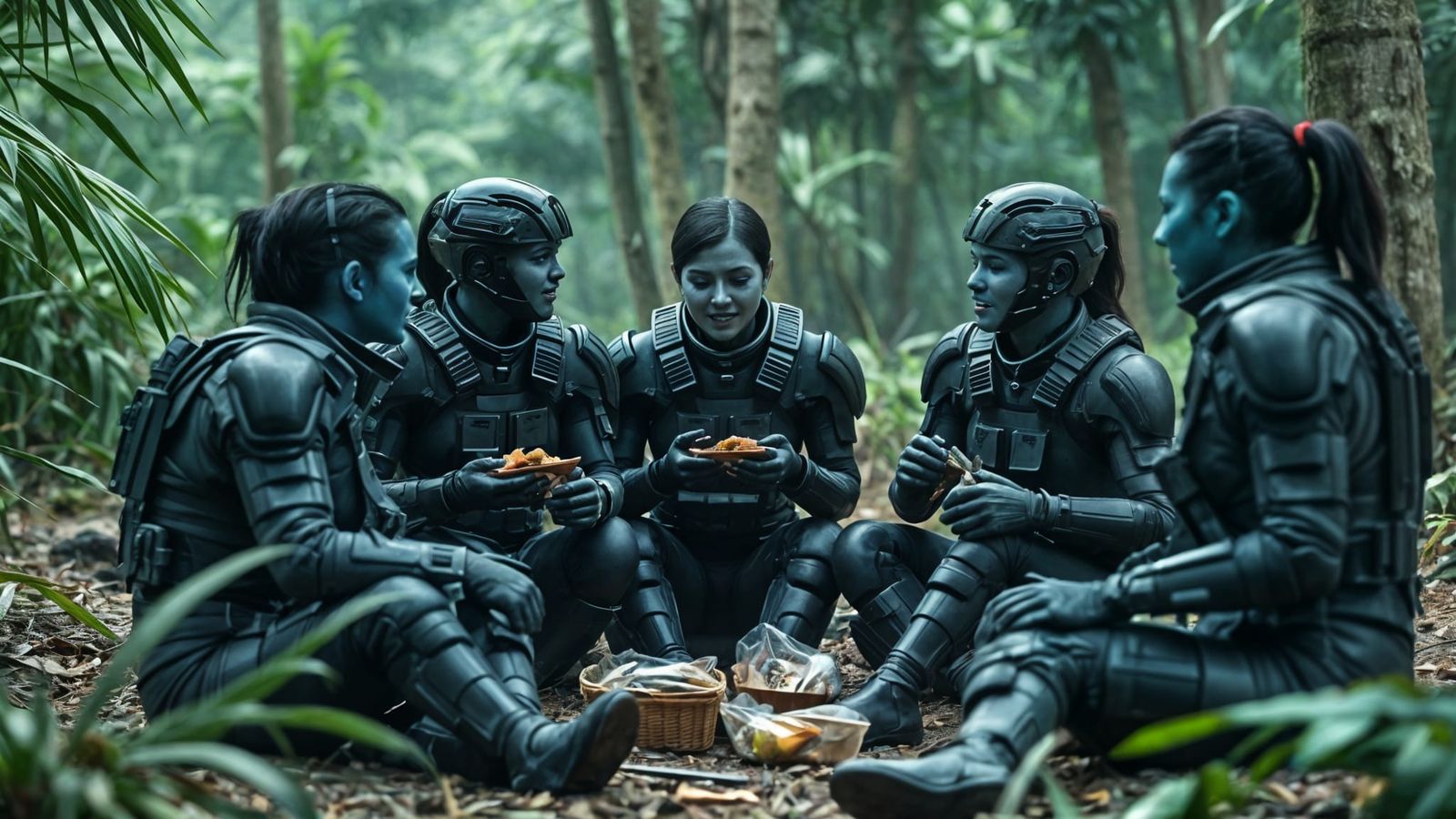 Enemy Squad Relaxes Off Duty at Camp