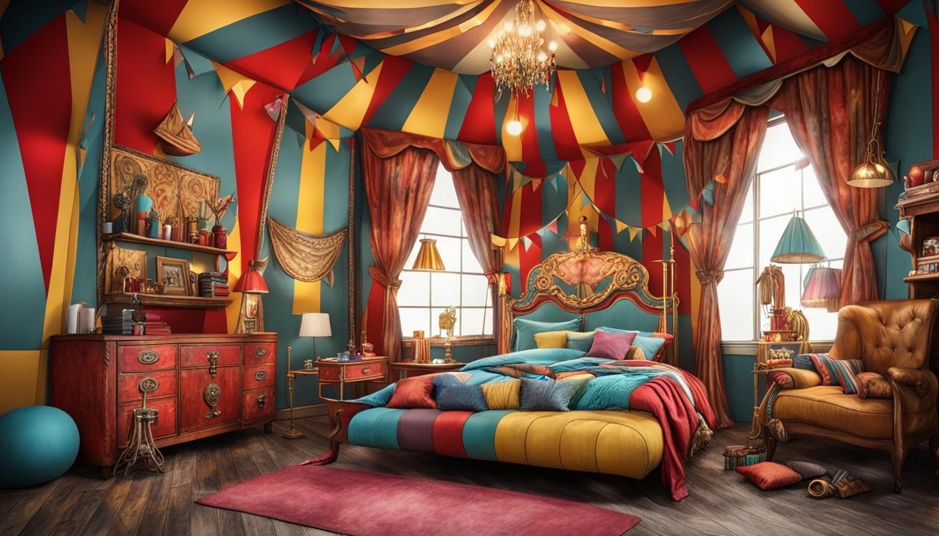 Carnivalcore Bedroom Interior Decoration in Circus Theme