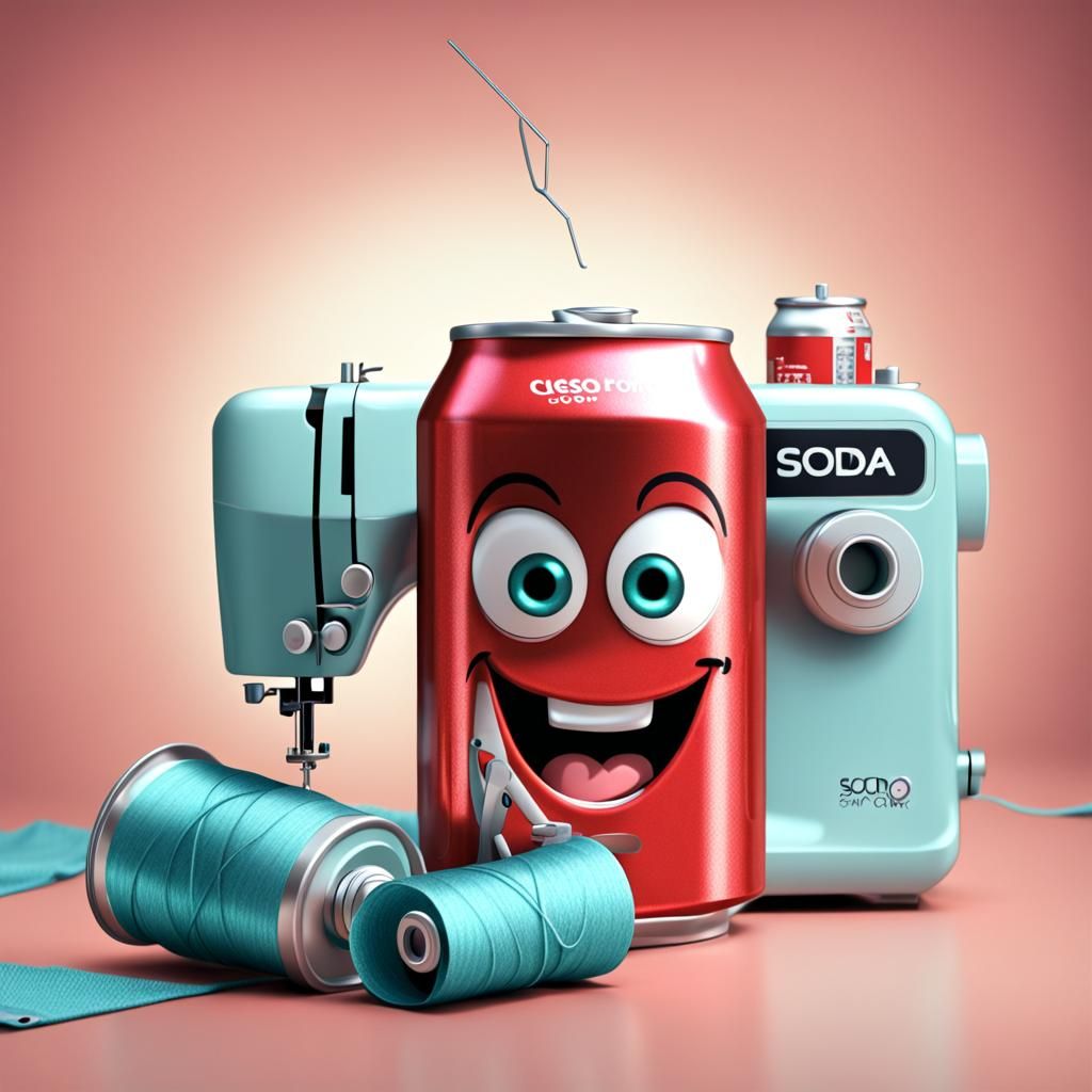 CGI Soda Can Art Using a Sewing Machine