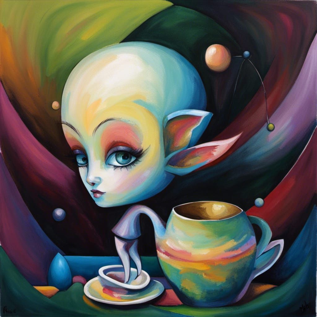 Teacup Pixie Playground in Abstract Art Style