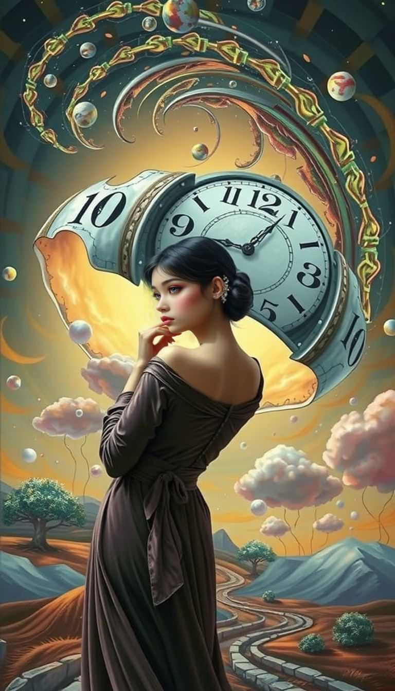 Surrealist Dreamcatcher: Fashion Girl Meets Melting Clock