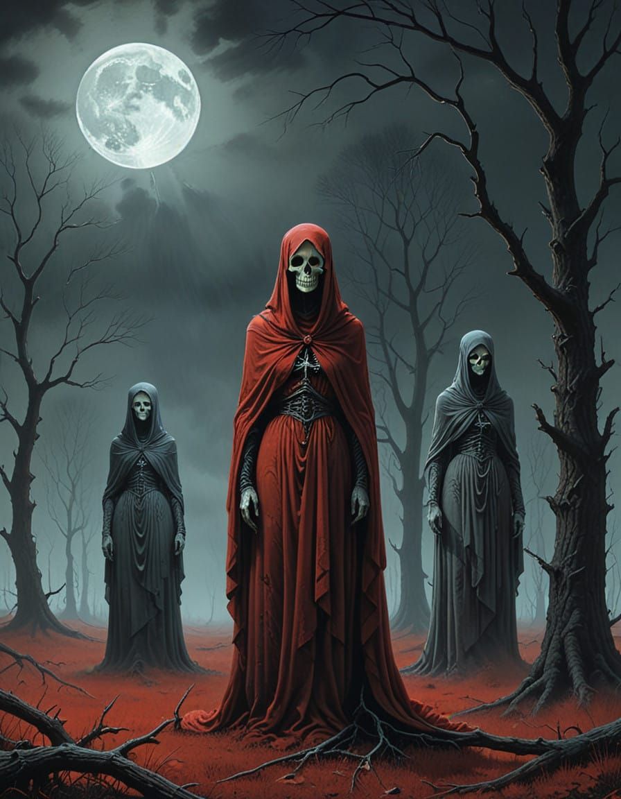 Ethereal Ladies of the Moon in Crimson Capes