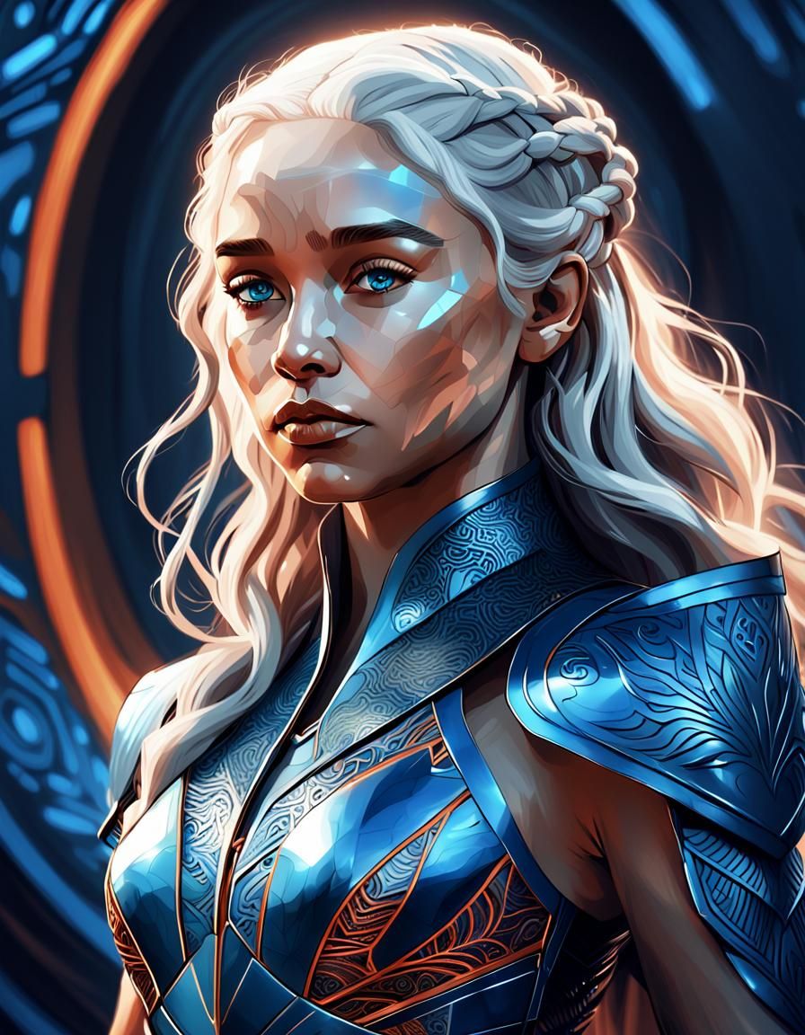 Futuristic Daenerys Targaryen Portrait in Digital Art