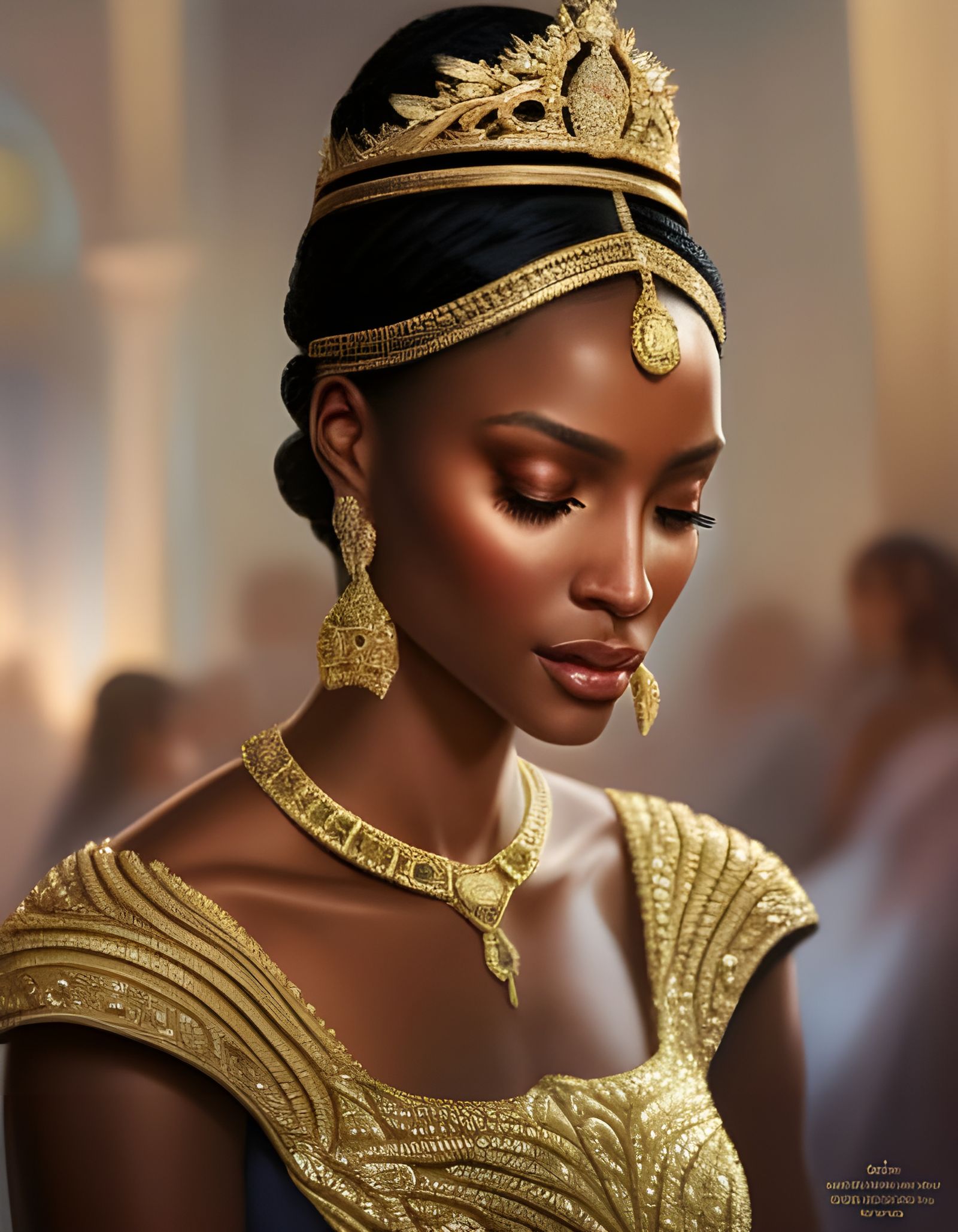 Nubian Queen Portrait with Luminous Skin