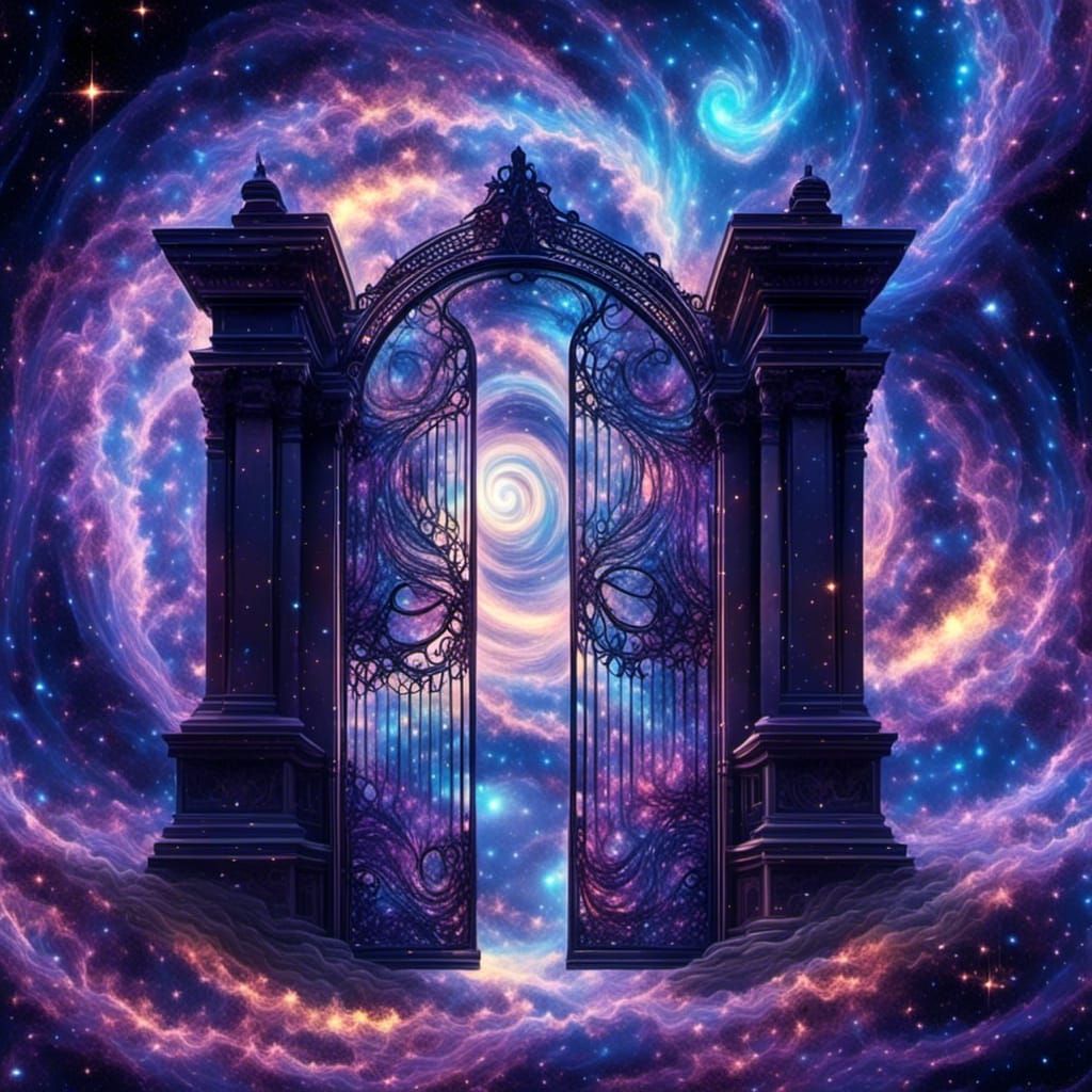 Cosmic Gate: Double Exposure Nebula Art