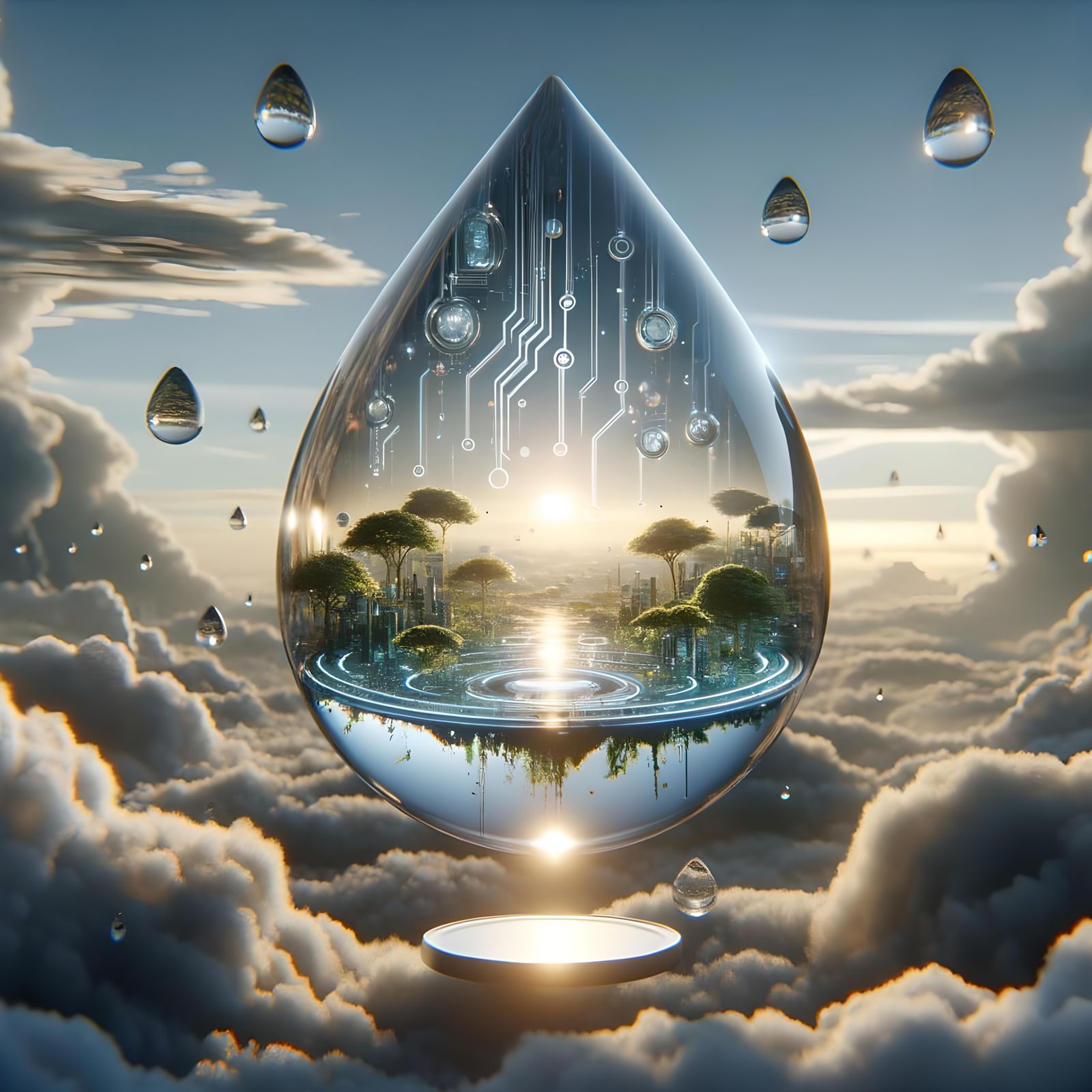 Sci-Fi Circuit Board Jungle in Glass Diorama