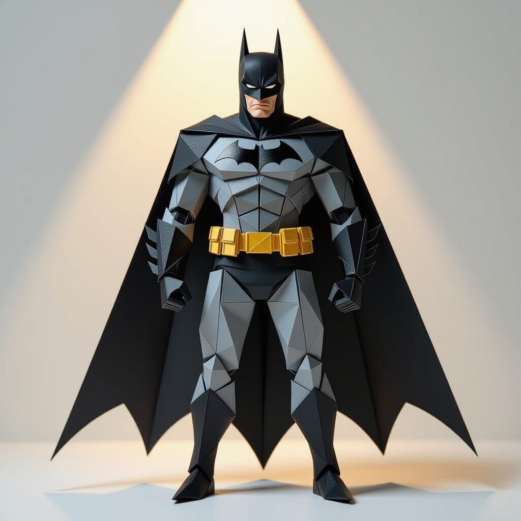 Origami Batman Action Figure in Papercraft Style