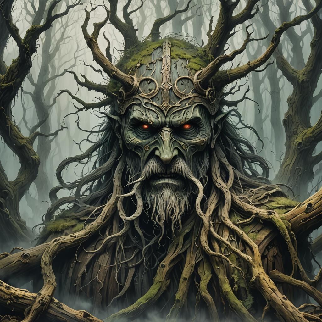 Eerie Eldritch Figure Hiding in Viking Forest