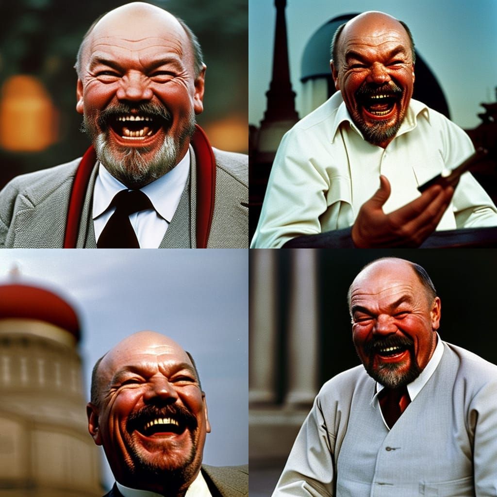 Vladimir Lenin Laughing in Bloody Close-Up Portrait