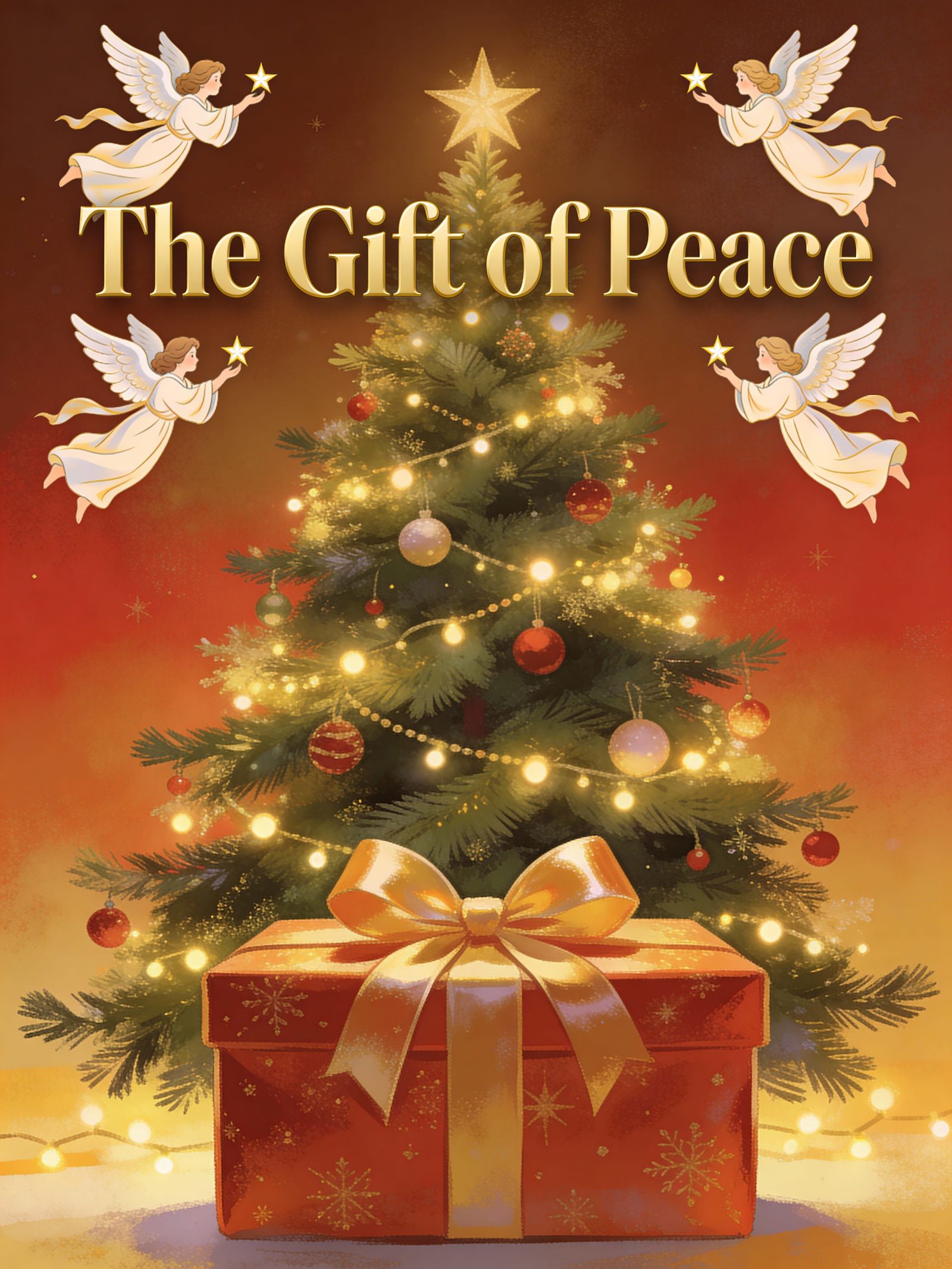 Beautiful Christmas Gift Under Decorated Tree with Angels