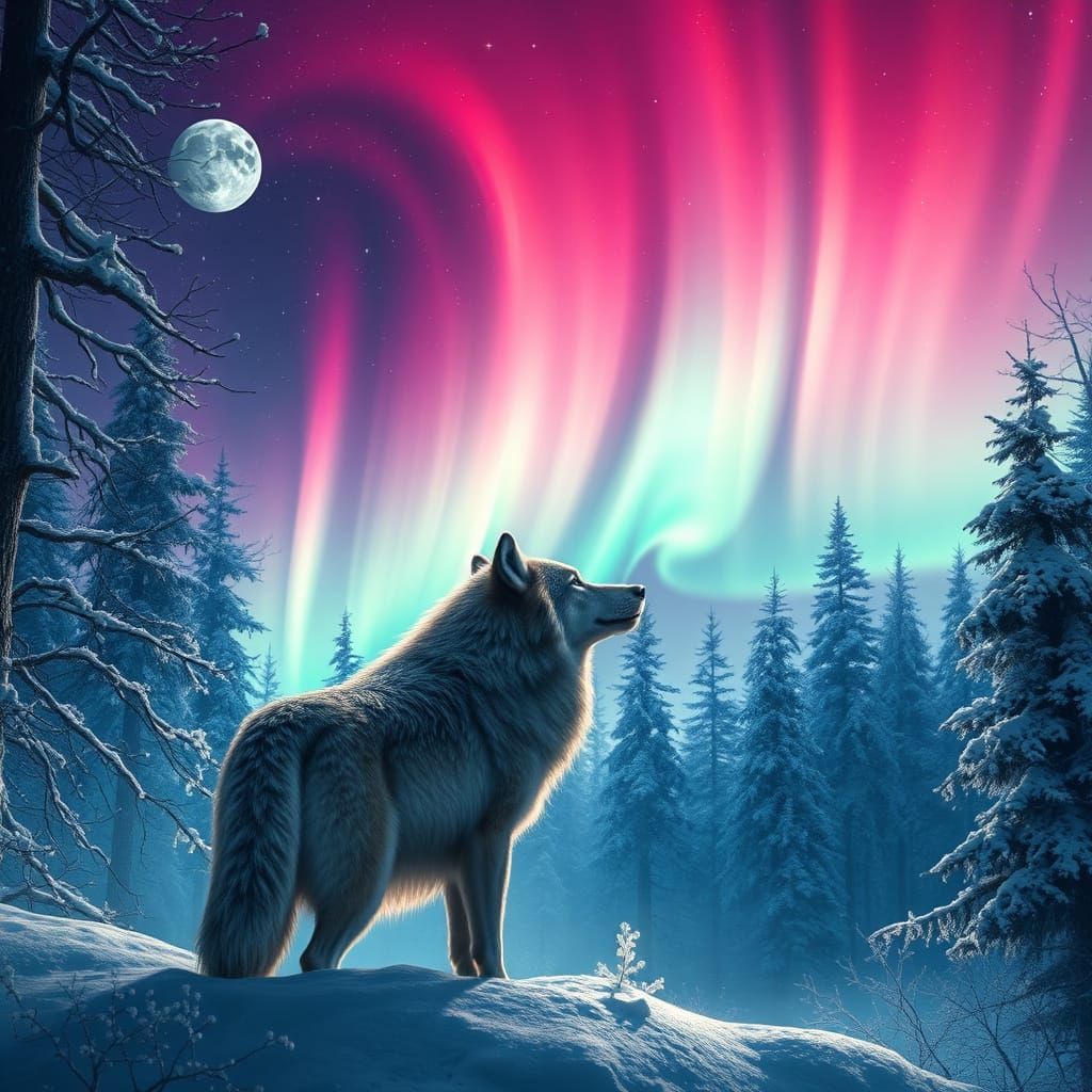 Northern Lights Majesty in Snowy Forest