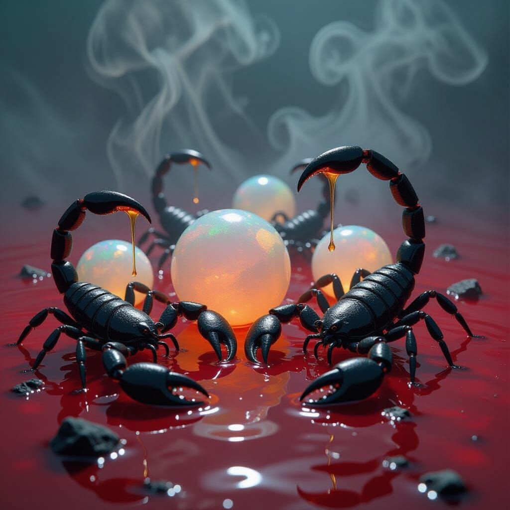 Opal Moonstones in Blood Red Waters: Cinematic Still