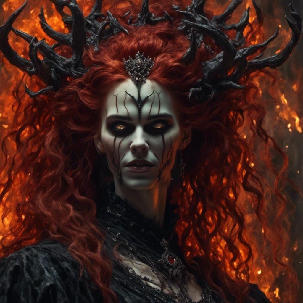 Eerie Queen with Crown of Teeth in Hyperrealism