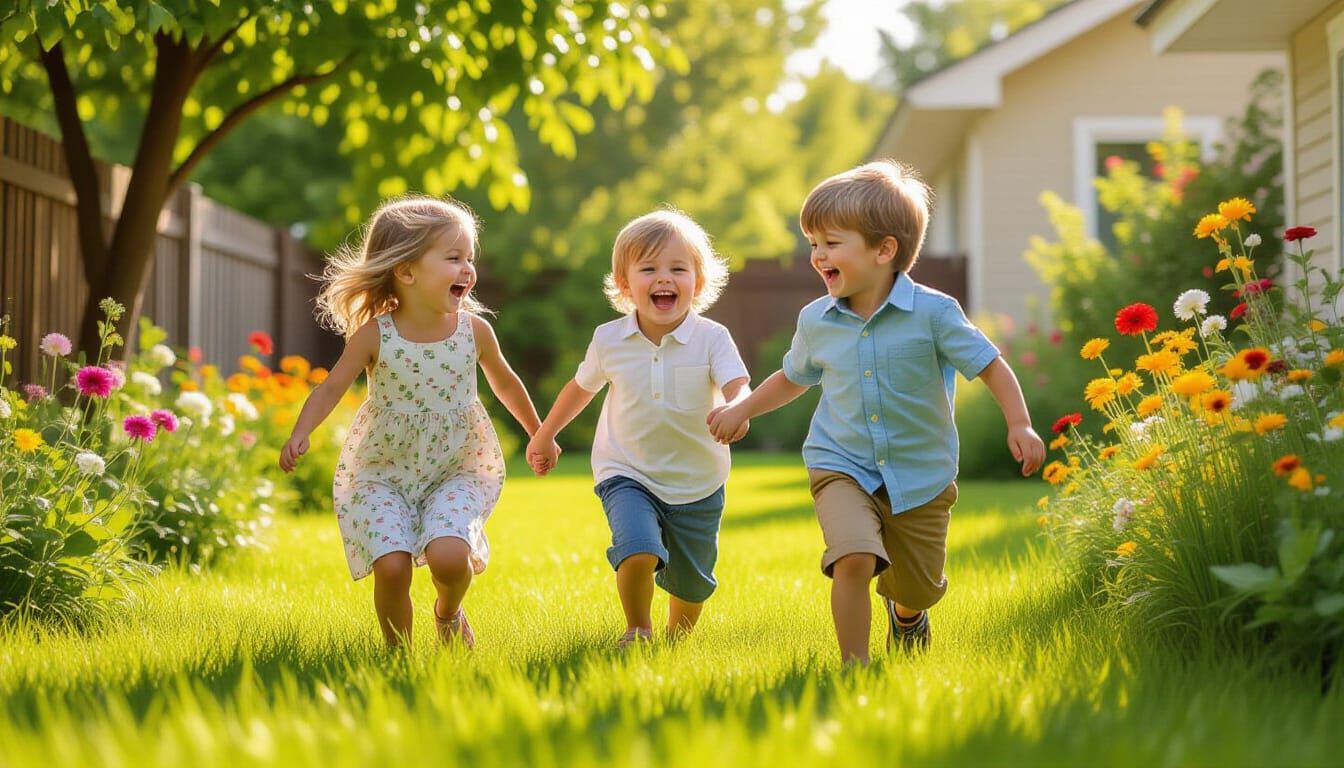 Children Playing Hide-and-Seek: Hyperrealistic Style