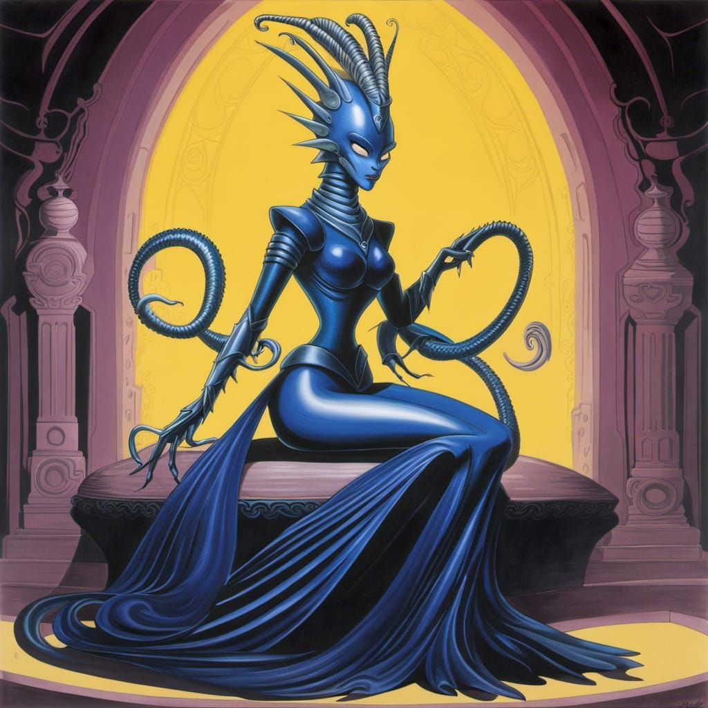 Xenomorph Queen as 1940s Disney Cartoon