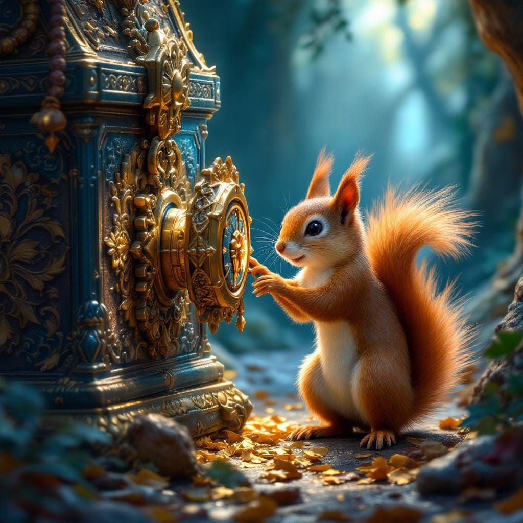 Squirrel Lock Picking in Fantasy Matte Painting
