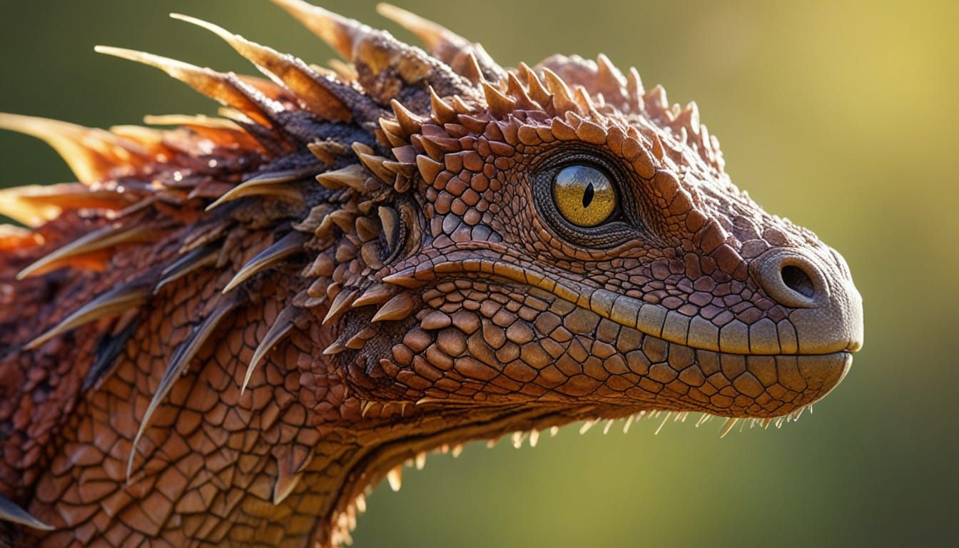 Vibrant Fire Dragon Baby in Warm Sunlight