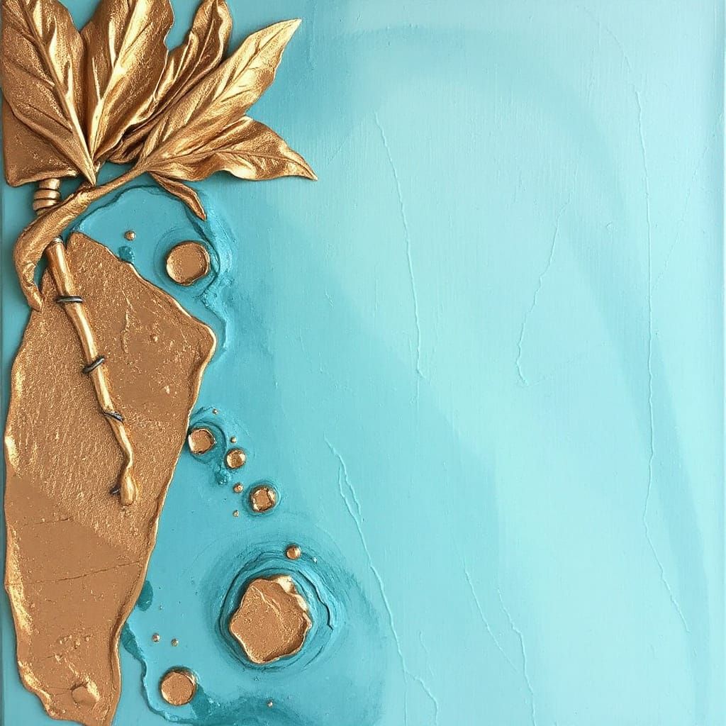 Bleached Bronze Magic Aquamarine Impasto Painting