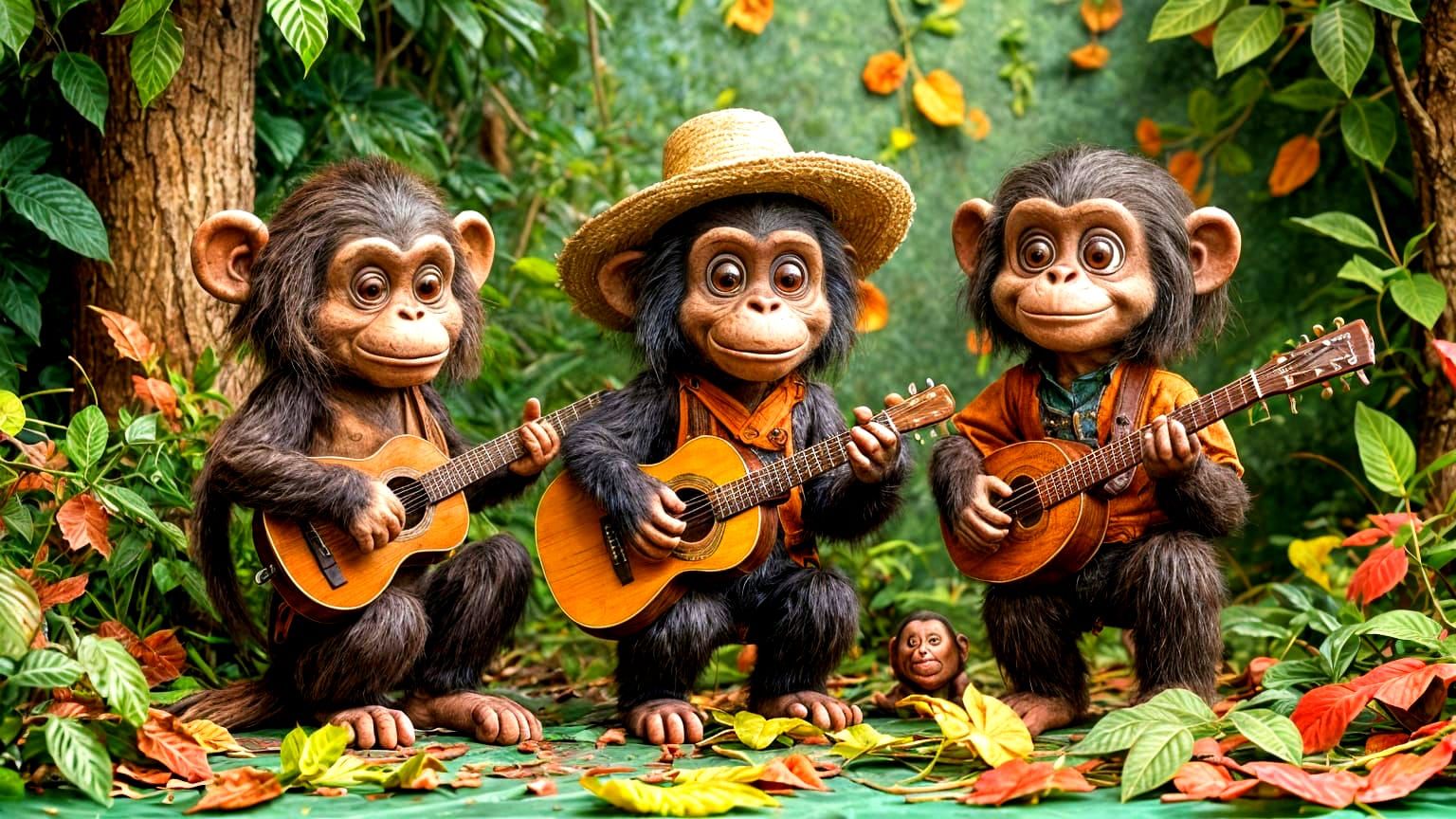 Happiness is a 3-piece Monkey Bluegrass Group