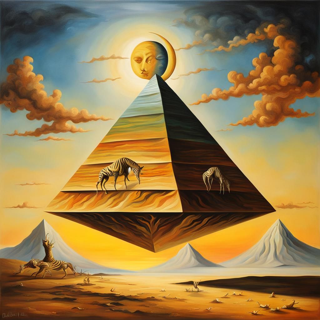 Surreal Upside-Down Pyramid at Sunrise, Dali Style