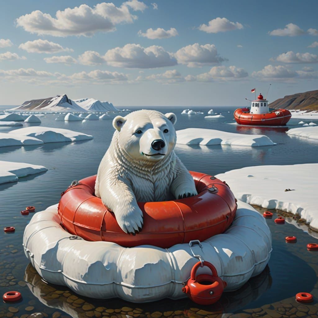 Terrified Teapot and Polar Bear on Deserted Island