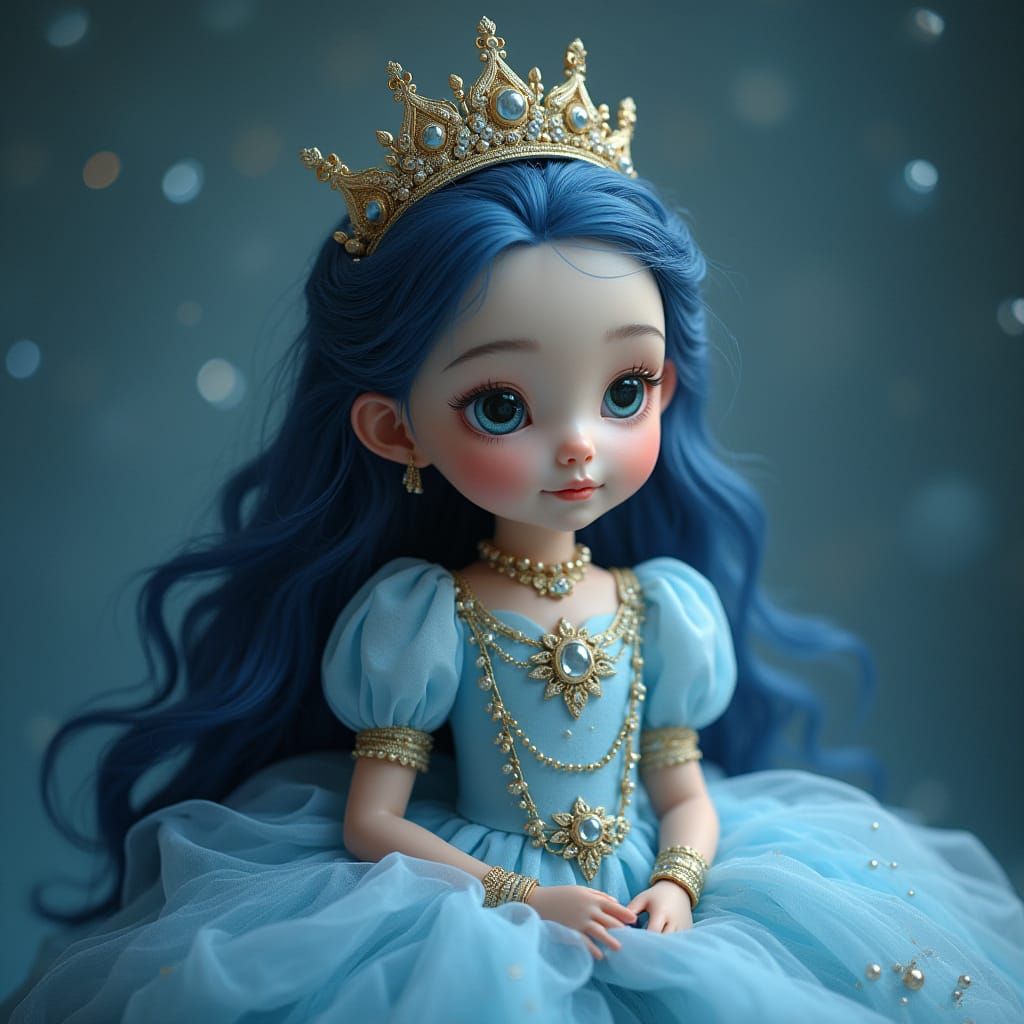 Moonlit Girl in Whimsical Digital Art Style