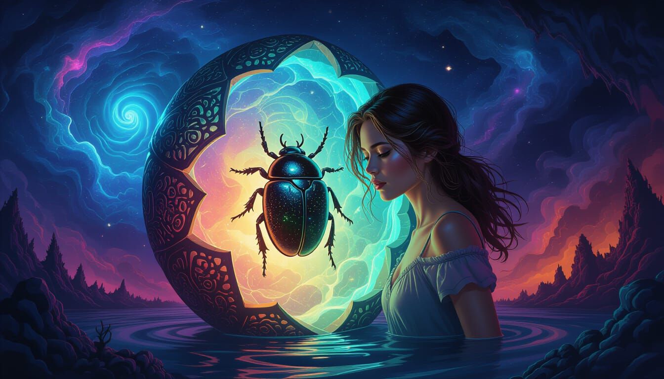 Woman Enters Bioluminescent Portal Against Abuse