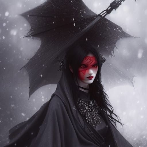 Gothic Samurai Snow Beauty in Fantasy Art Style
