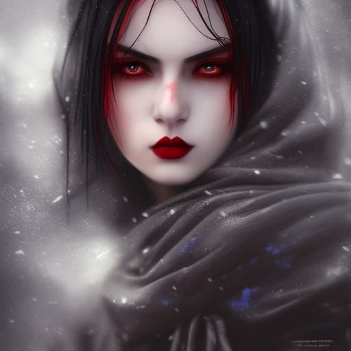 Gothic Samurai Snow Beauty in Fantasy Art Style