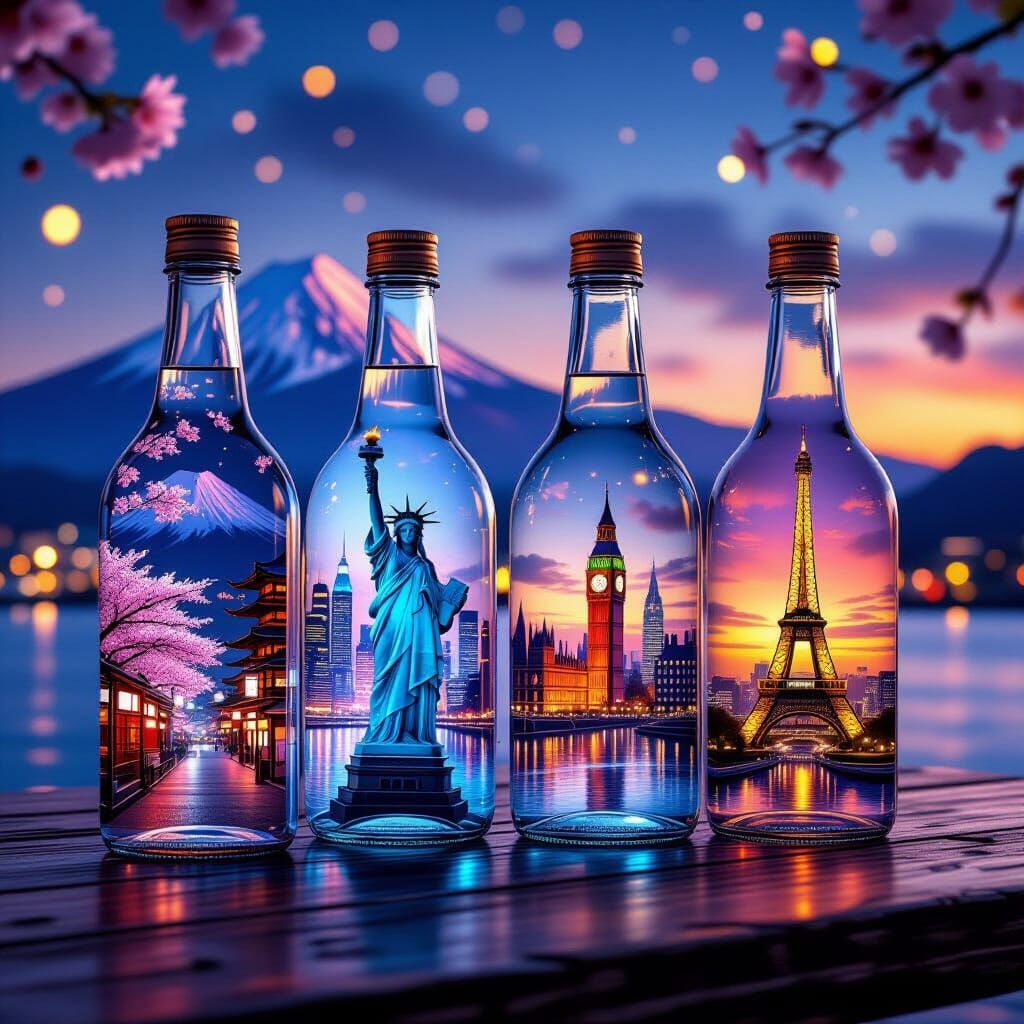 Cityscapes in Bottles: Fantasy Travel Art