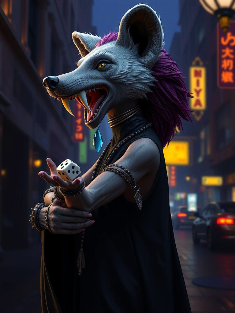 Medieval Hyena Gambler in Dark Fantasy Style