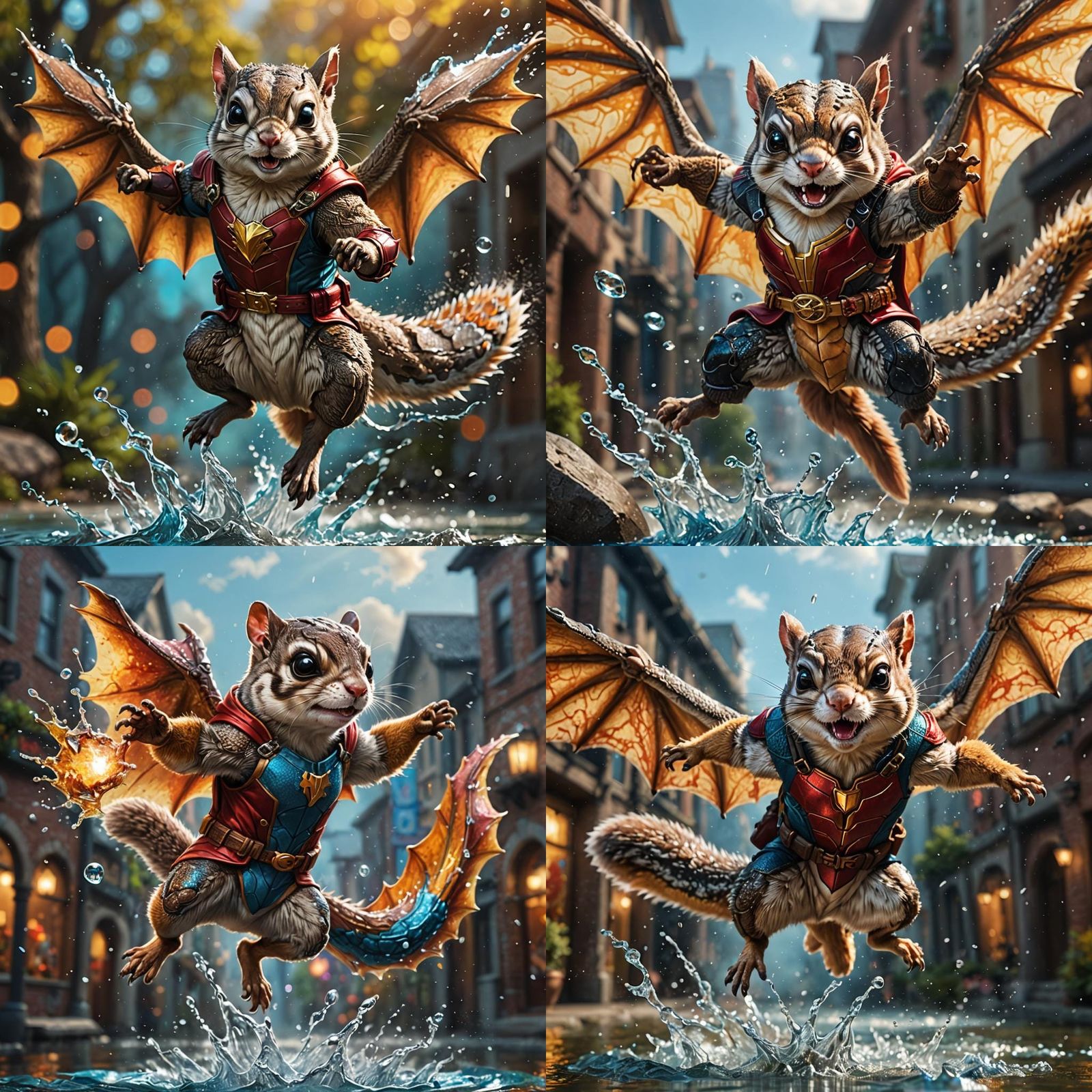 Flying Squirrel Hero Battles Water Dragon in Hyperrealistic ...