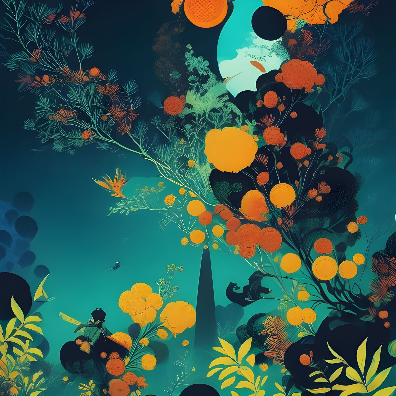 Midnight Jungle Artwork in Detailed Style