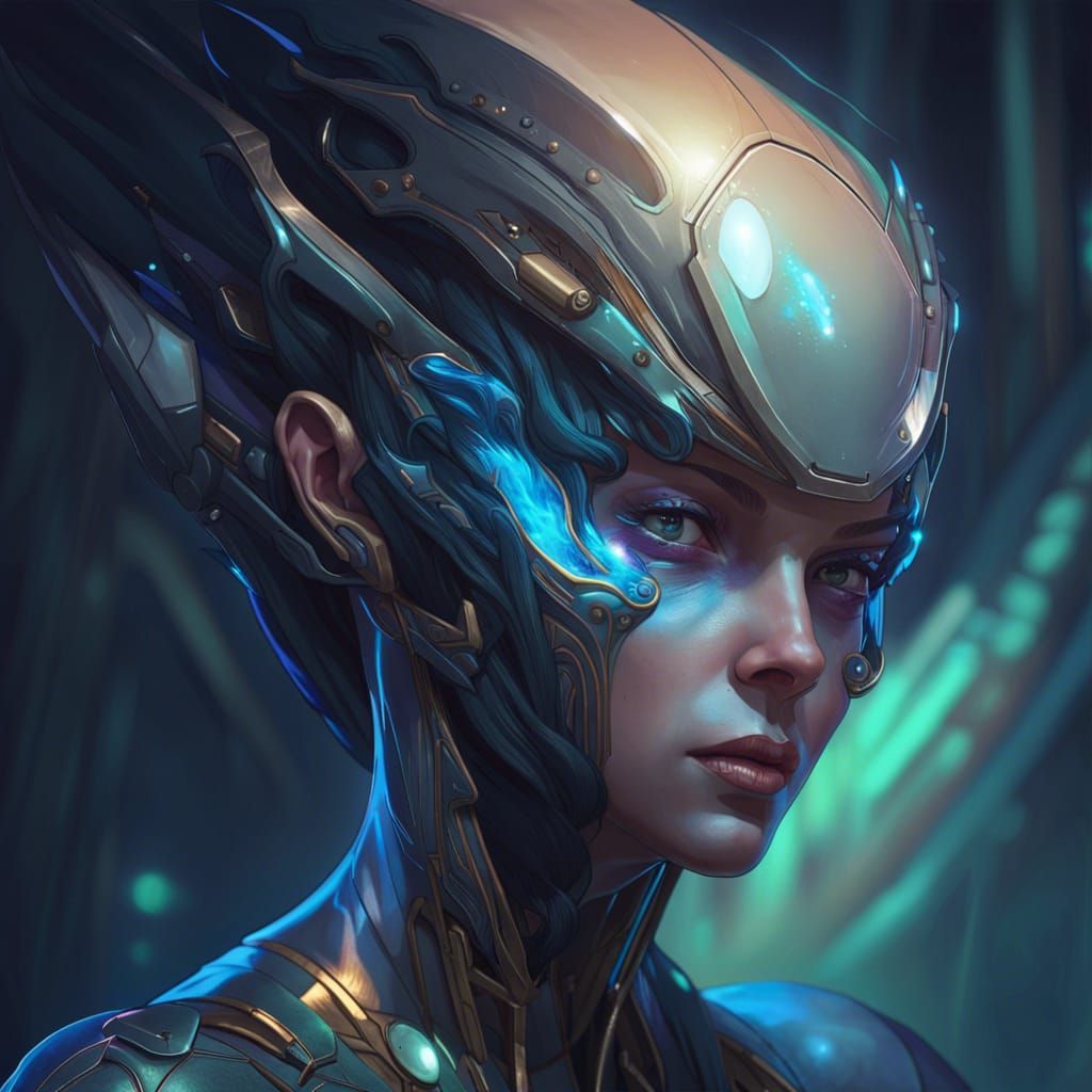Alien Warrior Portrait in Hyperdetailed Style