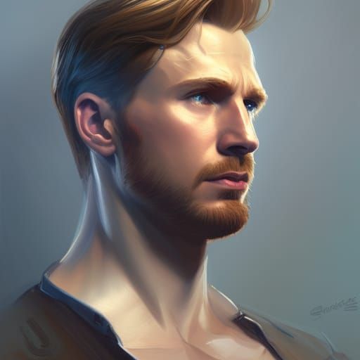 Detailed Portrait of Steve Rogers in Digital Art Style