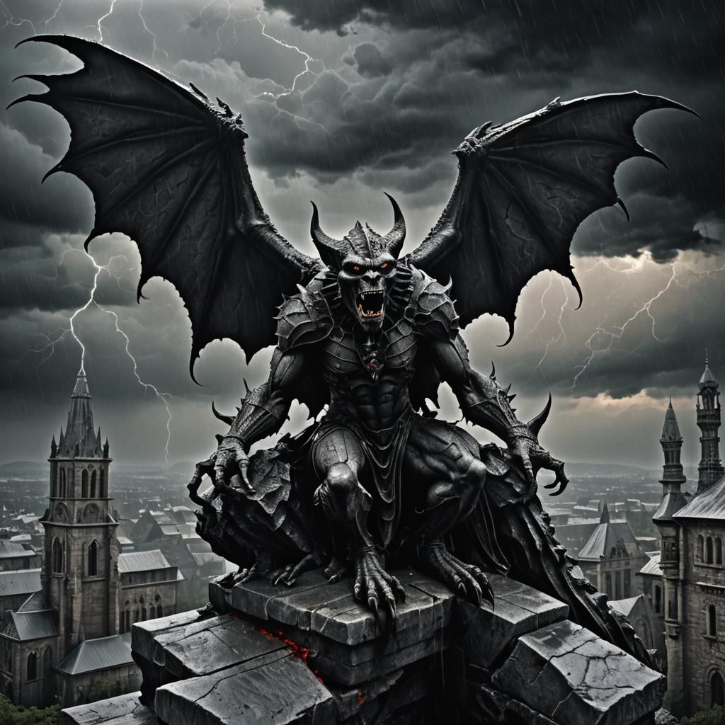 Gothic Gargoyle in Dark Surrealism Style