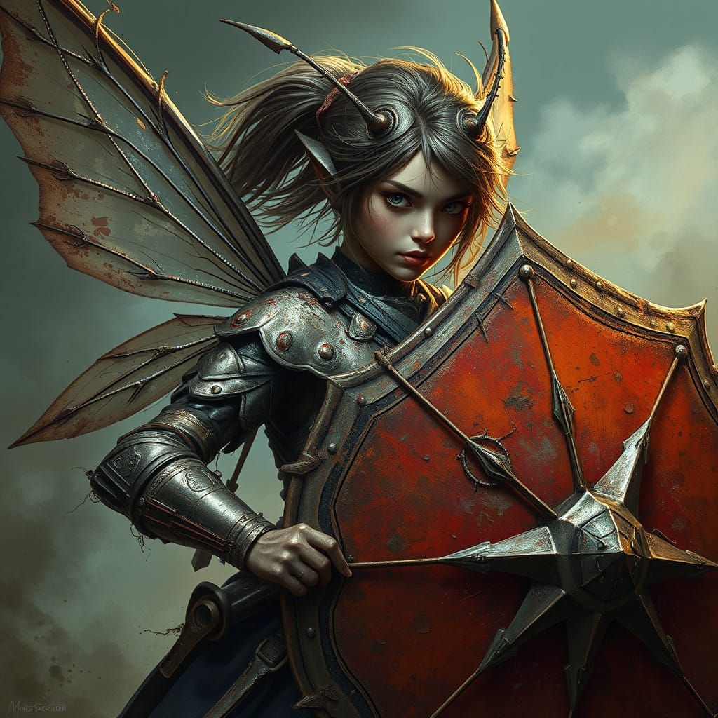 Battle Fairy Wields Beetle Shell Shield in Defiant Stance