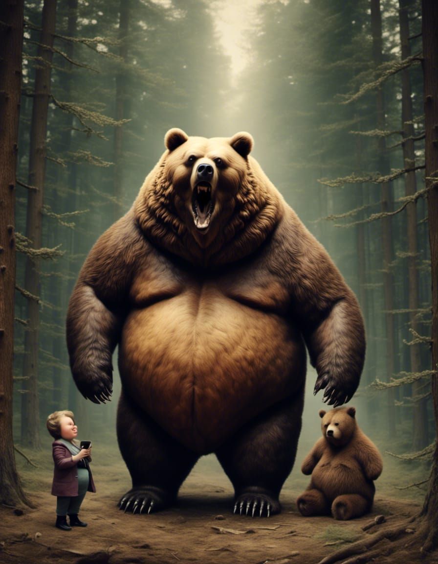 Humorous Image of an Obese, Intelligent Bear