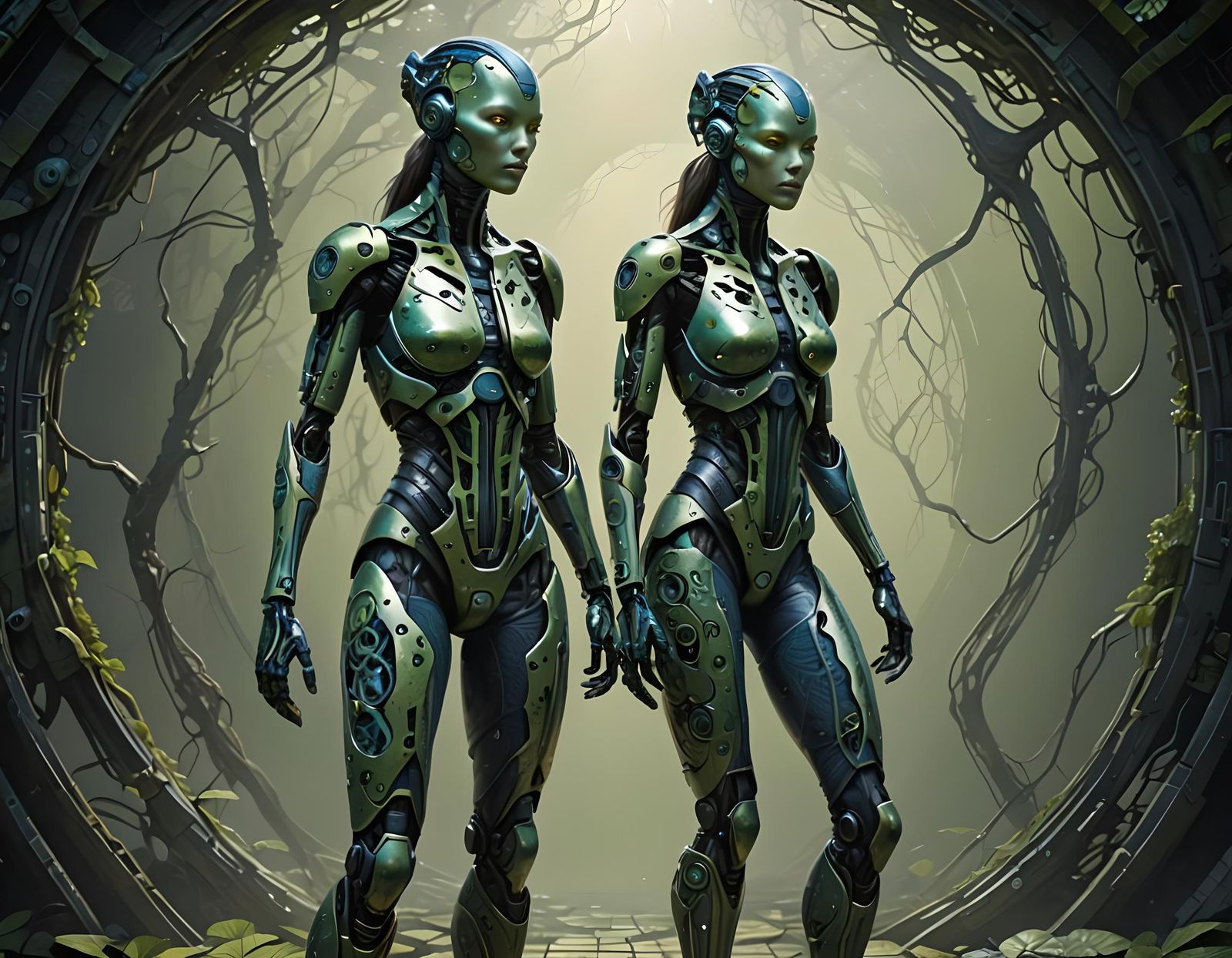 Cybergothic Amphibian Woman: Digital Painting