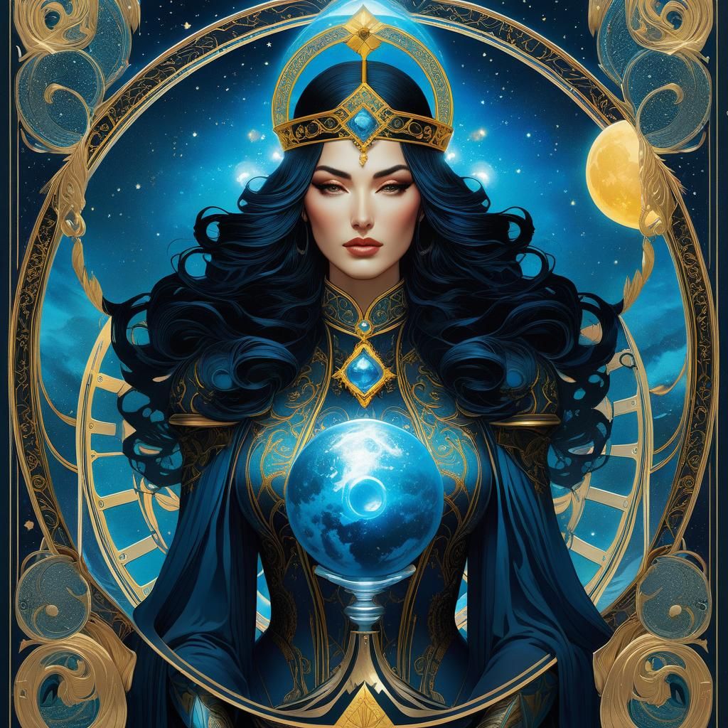 Aquarius Tarot Card: Detailed Fantasy Art
