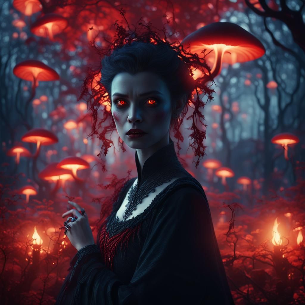 Vampire in Misty Forest: Dark Fantasy Concept Art