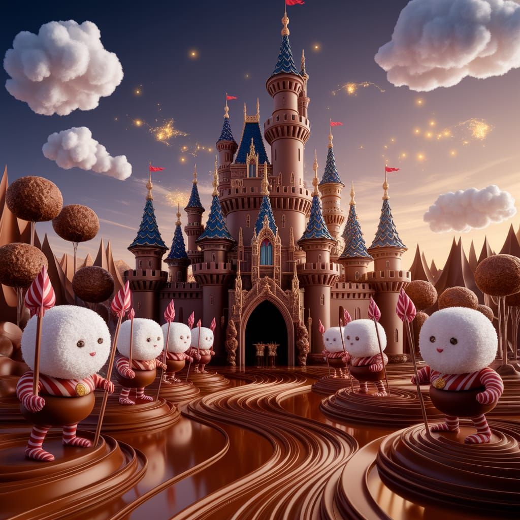 Chocolate Fantasy Castle with Caramel Rivers