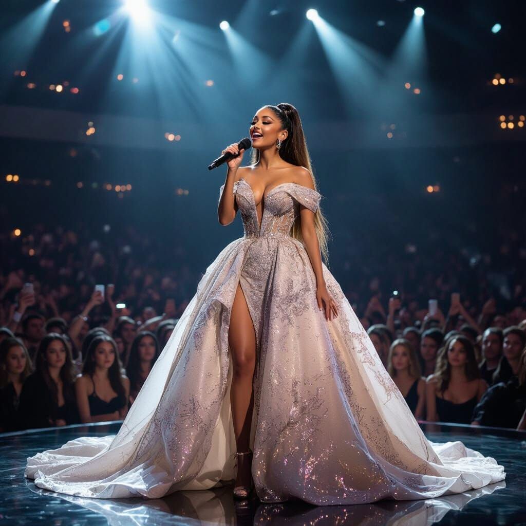 Ariana Grande Singing in Concert Photo